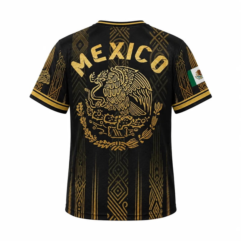 Zimjoy Mexico Soccer Jersey Men’s Crew Neck Short Sleeve - Black 2XL