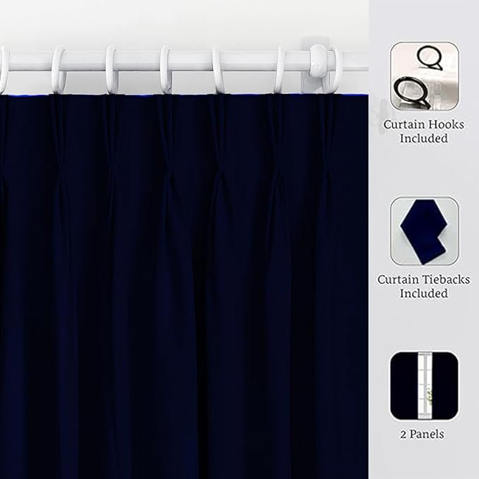 Blackout Pinch Pleat Curtains - Thermal Insulated Room Darkening Drapes