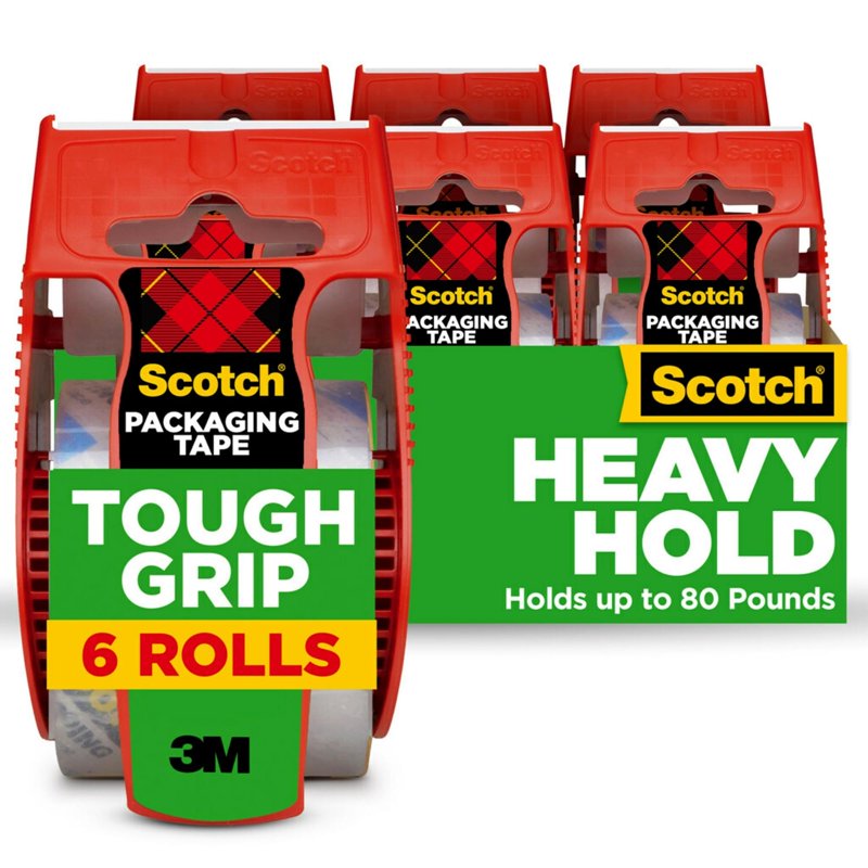 Heavy Duty Packing Tape 1.88 x 22.2 Yd Clear 6 Rolls with Dispensers