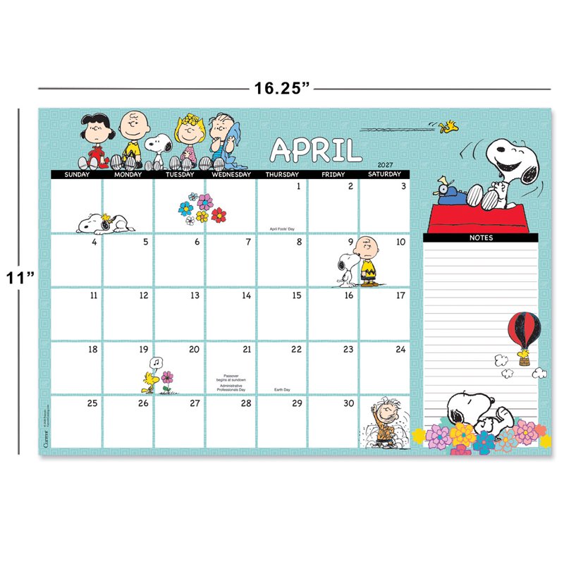 Peanuts Desk Calendar Pad 2027–2028 Large 11x16.25 Inch 24-Month Office Organizer