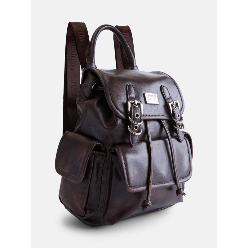 Women's Buckle Flap Backpack with Multiple Pockets - Casual Nylon Bag