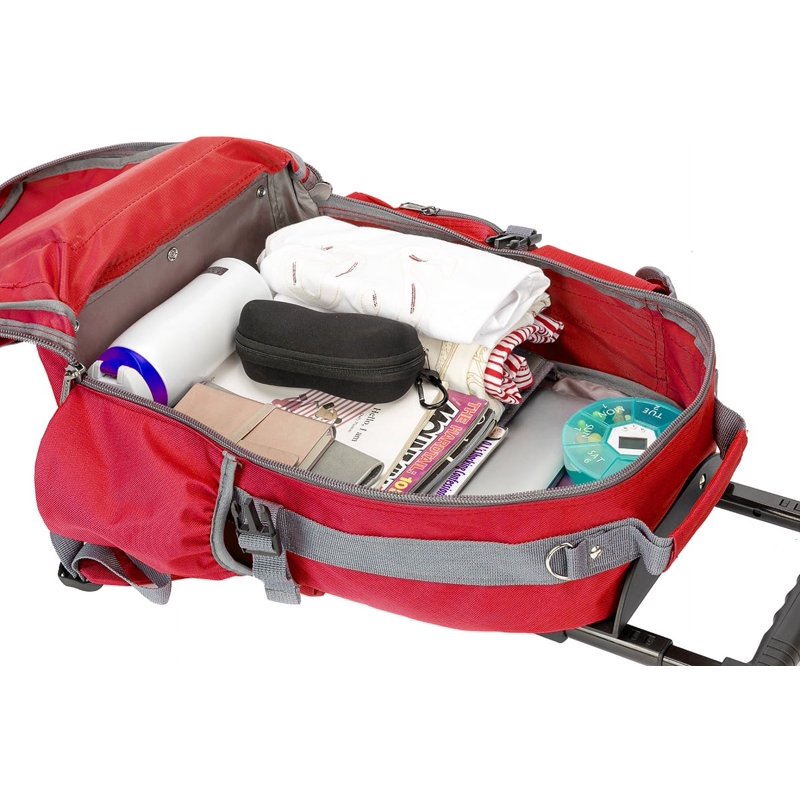 Heavy Duty Rolling School Backpack with Multiple Pockets, Water-Resistant, Red