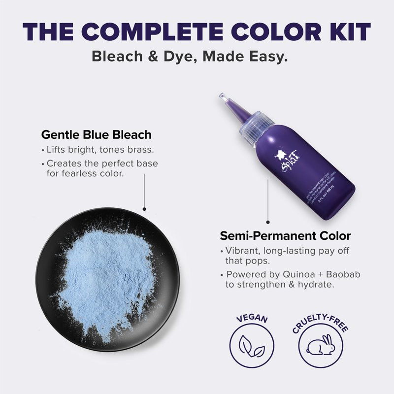 Semi-Permanent Hair Dye Kit with Bleach - Vibrant Purple Shades