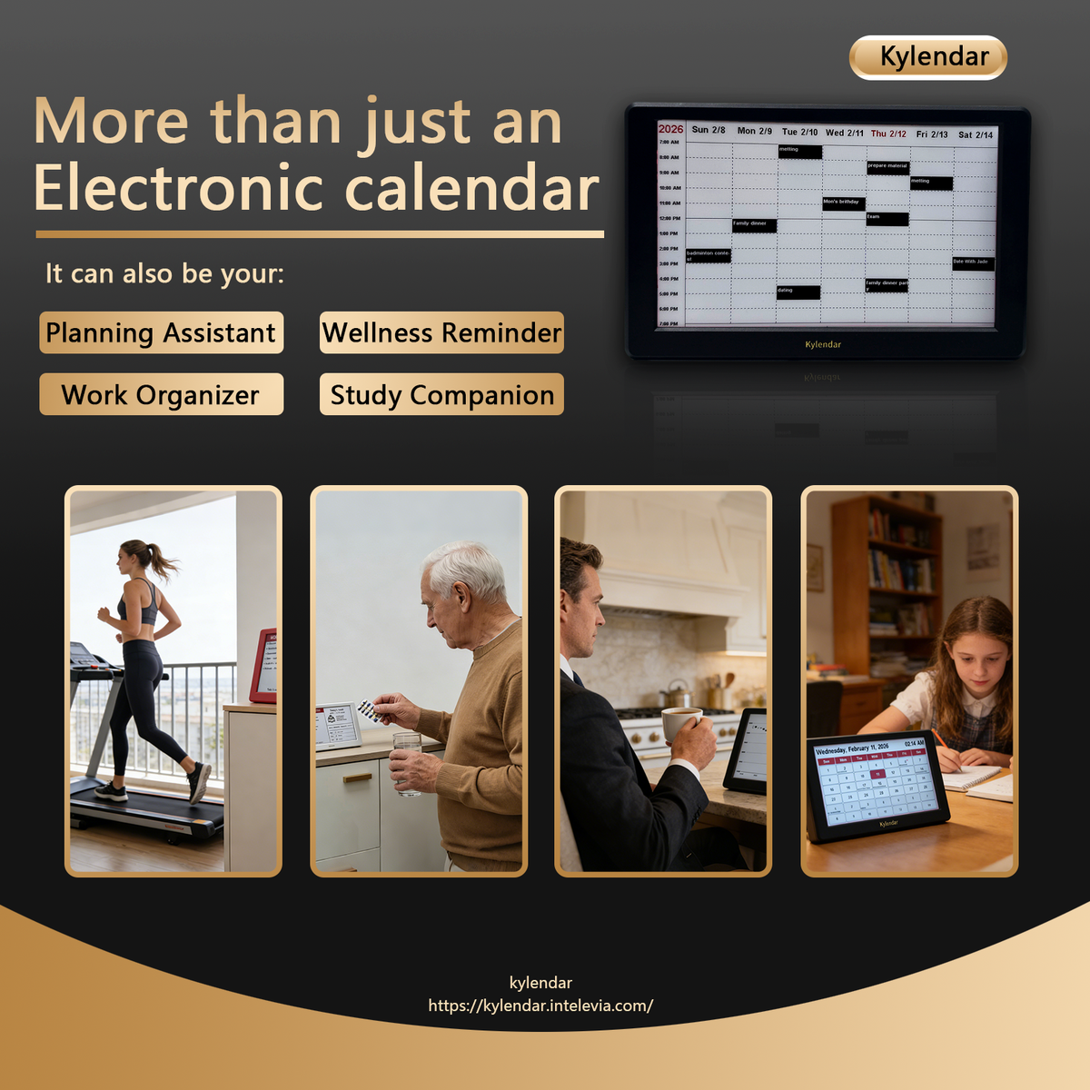 7-Inch Digital Calendar with E Ink Display, Remote Reminders & Widgets