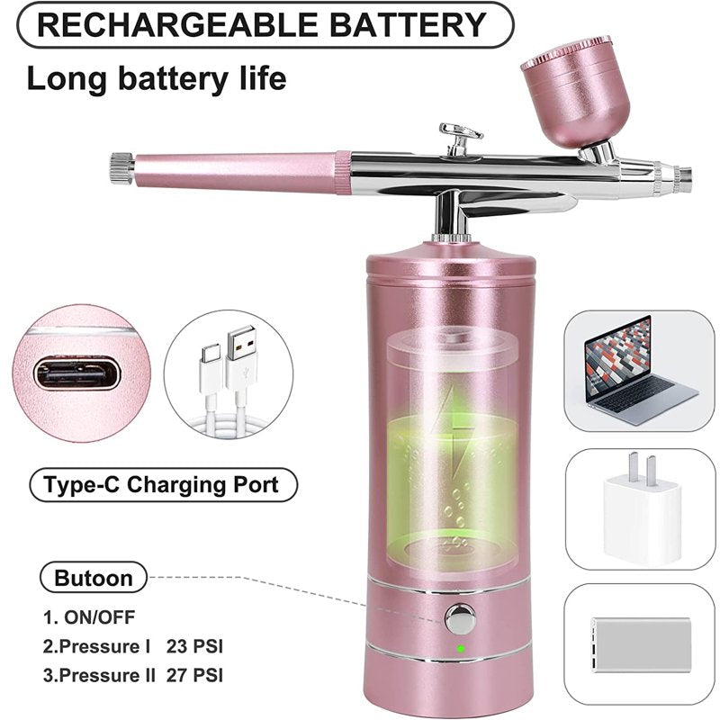 Portable Airbrush Kit with Compressor for Painting, Makeup, Nails, Tattoos & Models