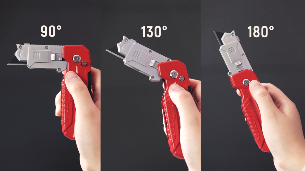 Retractable Utility Knife with Blade Storage and 12 SK2 Blades - DIY Home Renovation Tool, Red