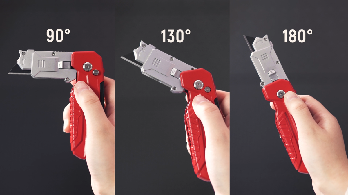 Retractable Utility Knife with Blade Storage and 12 SK2 Blades - DIY Home Renovation Tool, Red