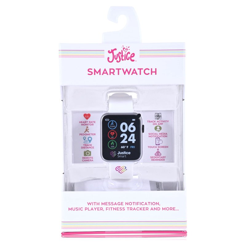 Unisex Kids Smart Watch with Silicone Perforated Band - White