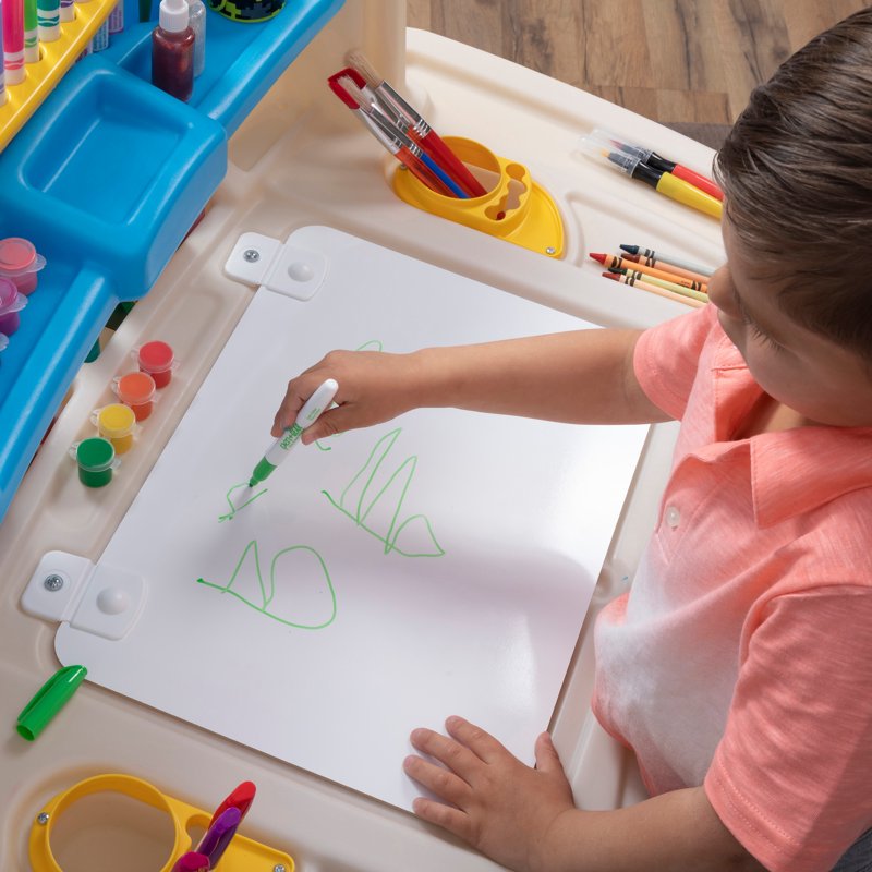 Kids Art Desk with Storage and Whiteboard - Multicolor Activity Table