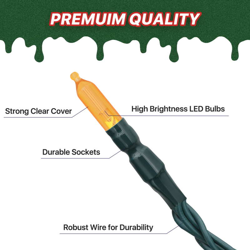 Reusable 43Ft LED String Lights with 100 Bulbs & 8 Modes for Indoor Outdoor Christmas Decor