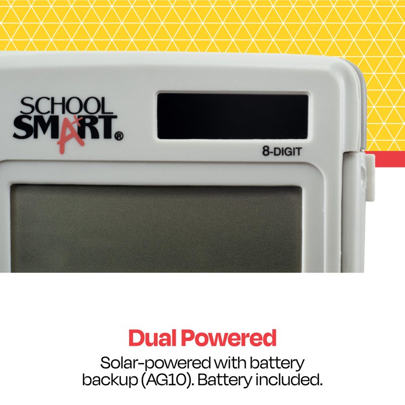 School Smart 8-Digit LCD Dual Power Pocket Calculator with Protective Cover