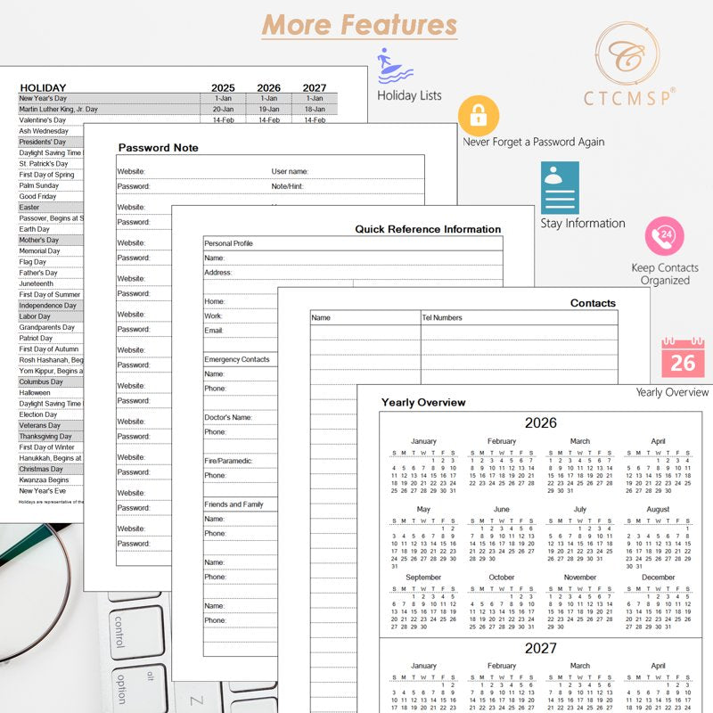 2026-2027 Academic Planner Notebook Floral Weekly & Monthly Organizer