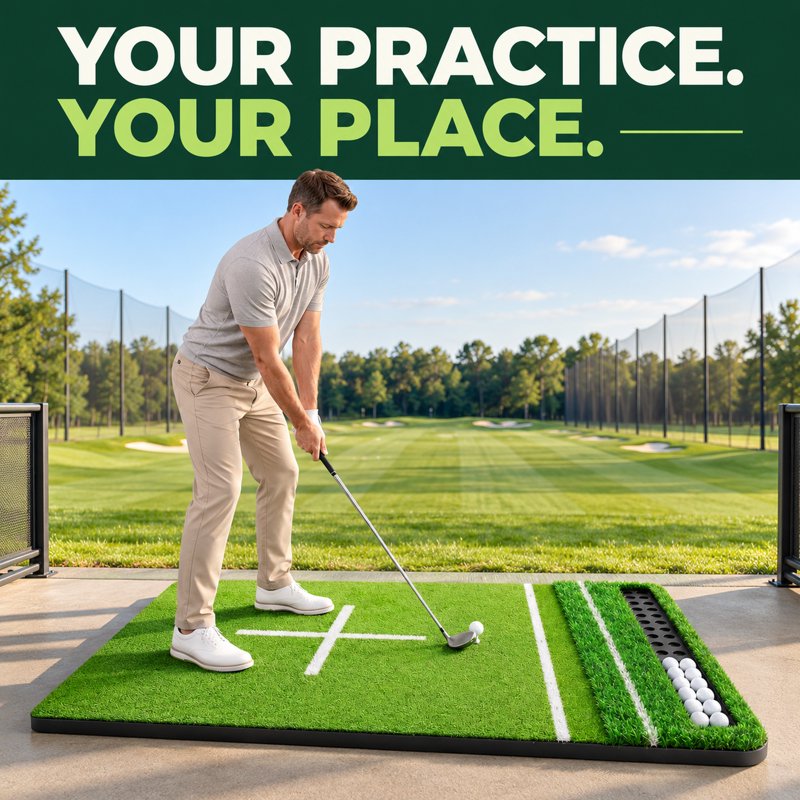 Orfeld 5.2 x 4 ft Dual-Turf Golf Hitting Mat with EVA Base, 10 Hitting Positions
