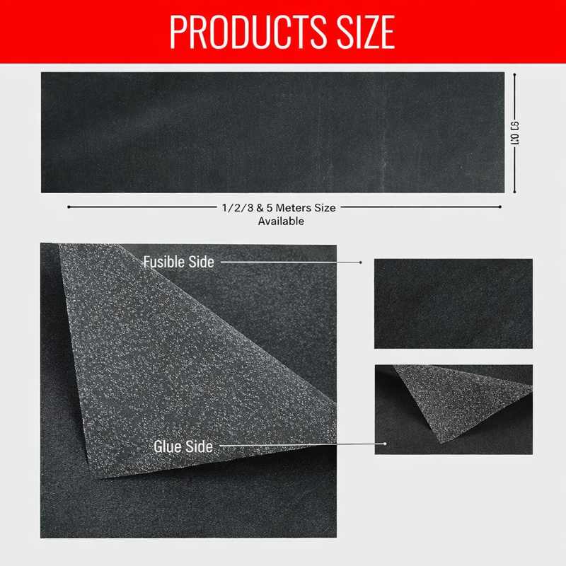 Medium Weight Iron-On Fusible Interfacing for Sewing - Black, 10 Yards