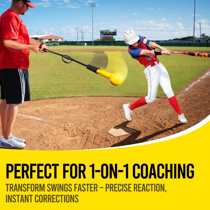 Baseball Hitting Stick with Dual-Size Ball Head, Portable Swing Trainer