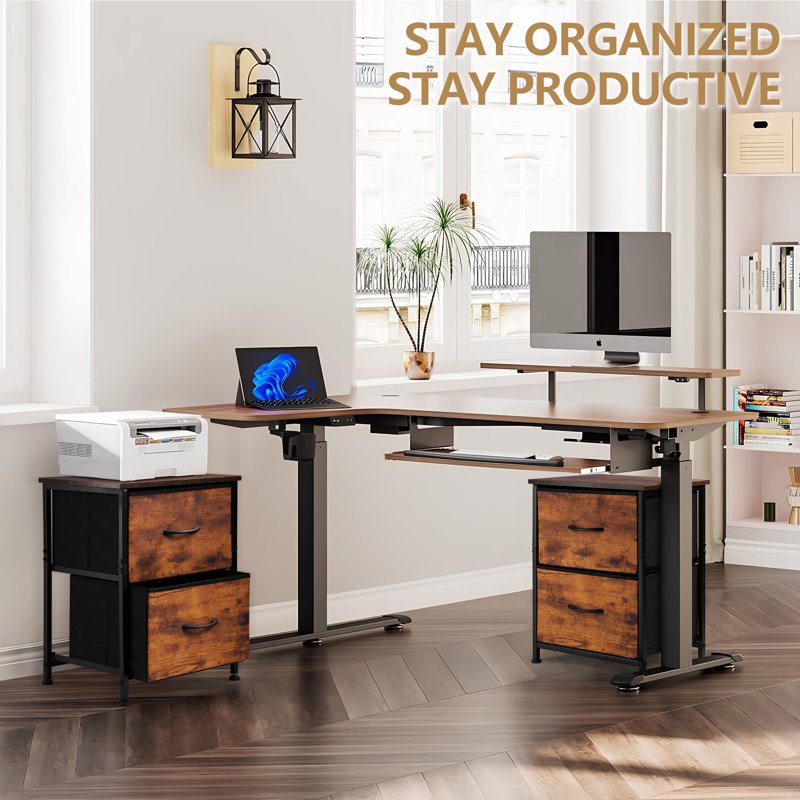 Modern Wood File Cabinet with Drawer for Home Office and Under Desk Storage