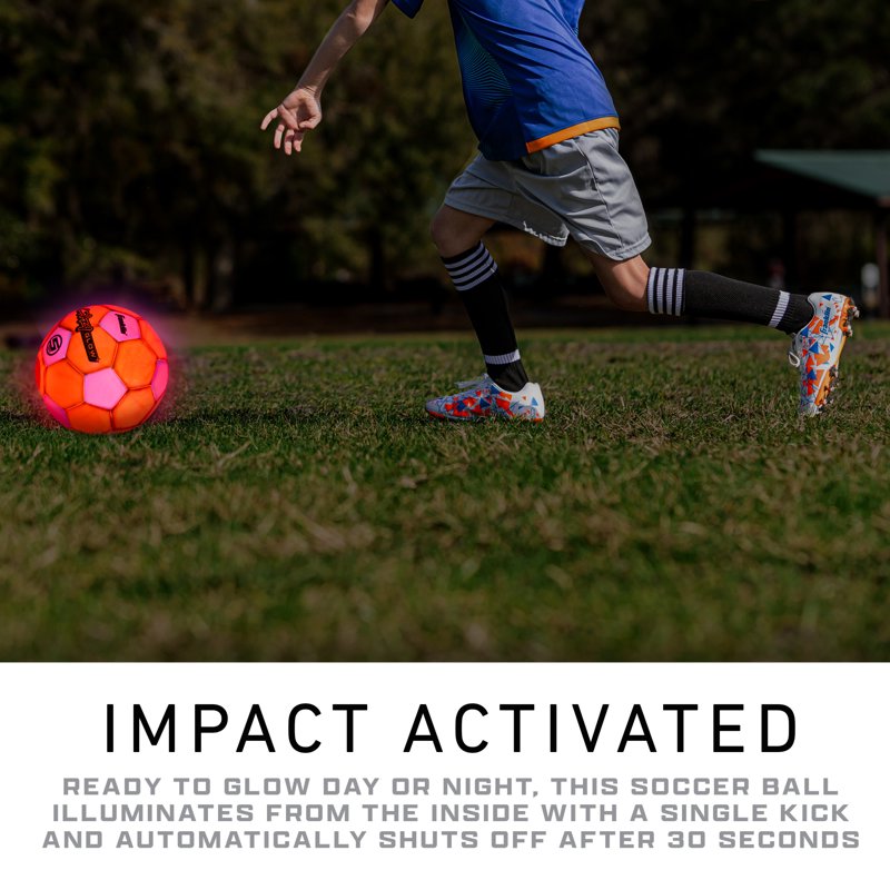 Glow in the Dark Soccer Ball - Official Size 5 with Impact-Activated LED Lights for Indoor & Outdoor Play