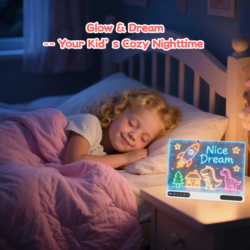 Rechargeable LED Drawing Board for Kids 16-Inch Neon Light Art Doodle Pad