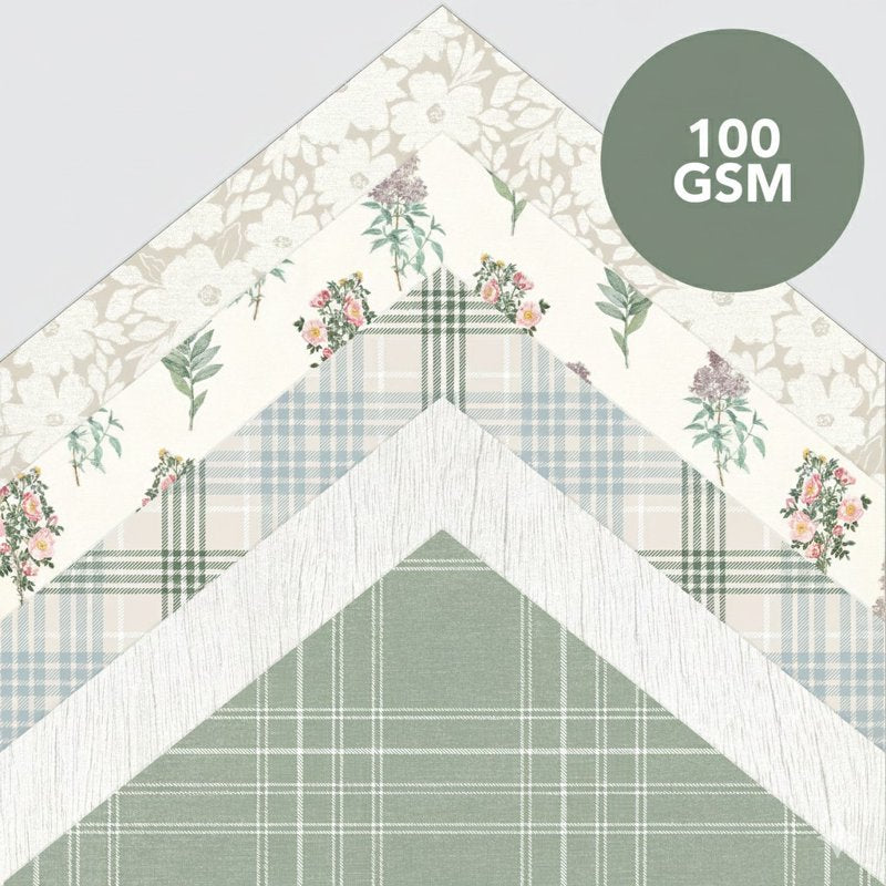 White Cottage Paper Pad - 50 Sheets, 25 Designs for Scrapbooking & Crafts
