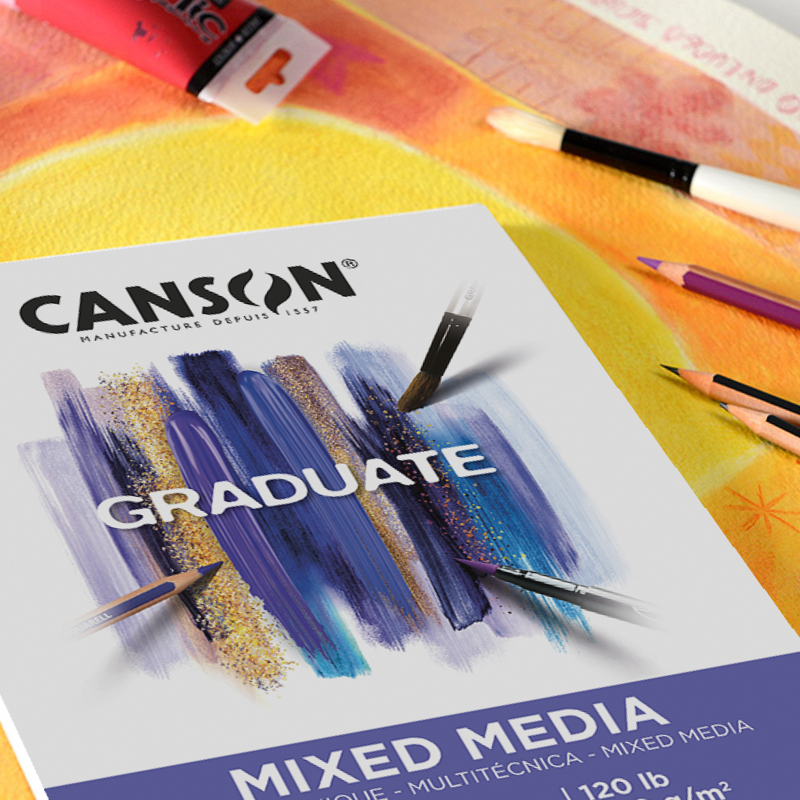 Canson Graduate Mixed Media Art Pad 9x12 Inch, 48 Sheets, Wire Bound for Artists & Students