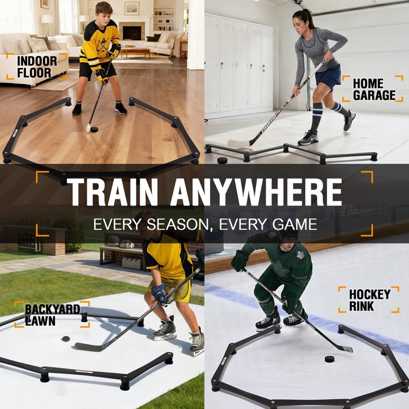Adjustable Hockey Stickhandling Trainer for Puck Control & Speed - Portable & Foldable