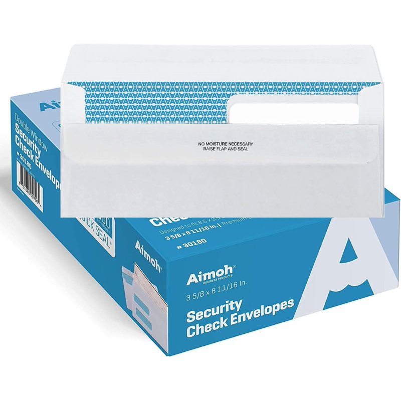 Security Envelopes for Checks Double Window Self-Seal 2500 Count
