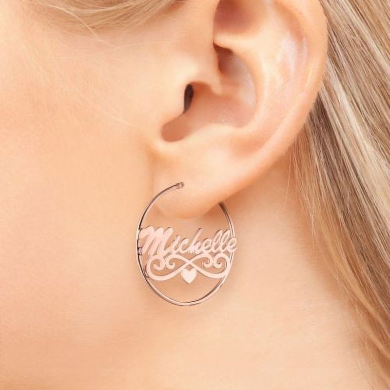 Personalized Rose Gold Nameplate Hoop Earrings for Women