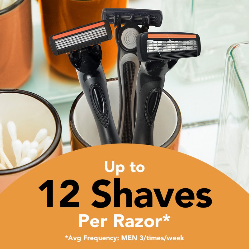 Men's Refillable Razor Kit with 4 Flexible Blades and Lubricating Strip