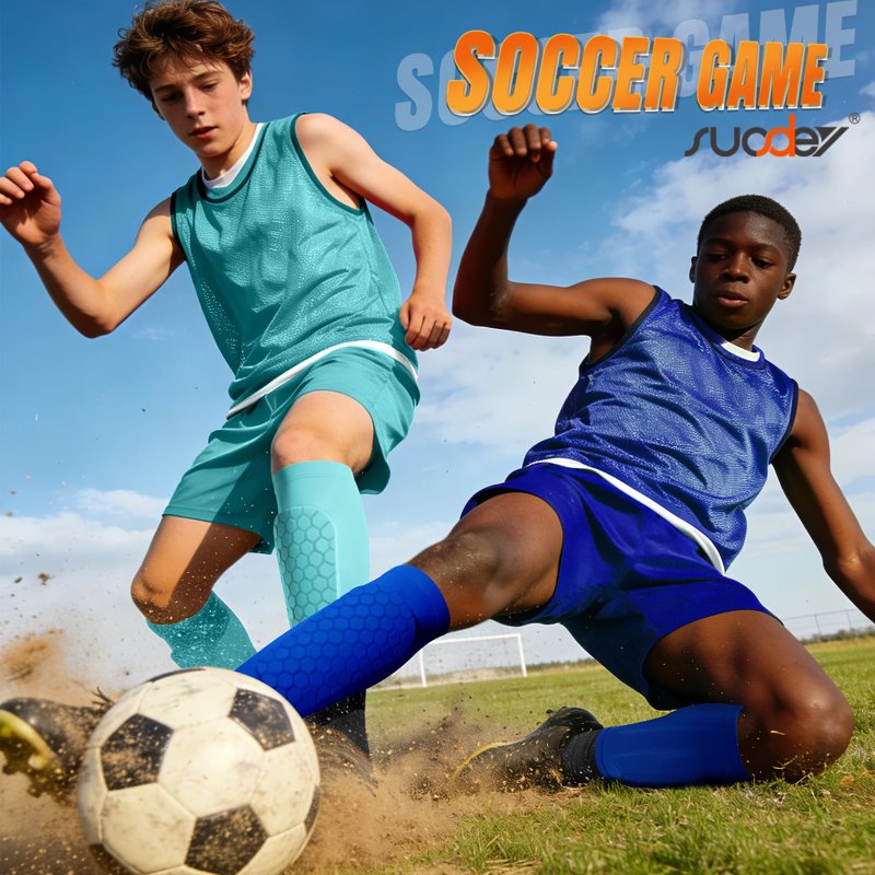 XS-Calf 11"-12.6" Blue Shin Guards for Kids & Adults – Soccer Shin Defender