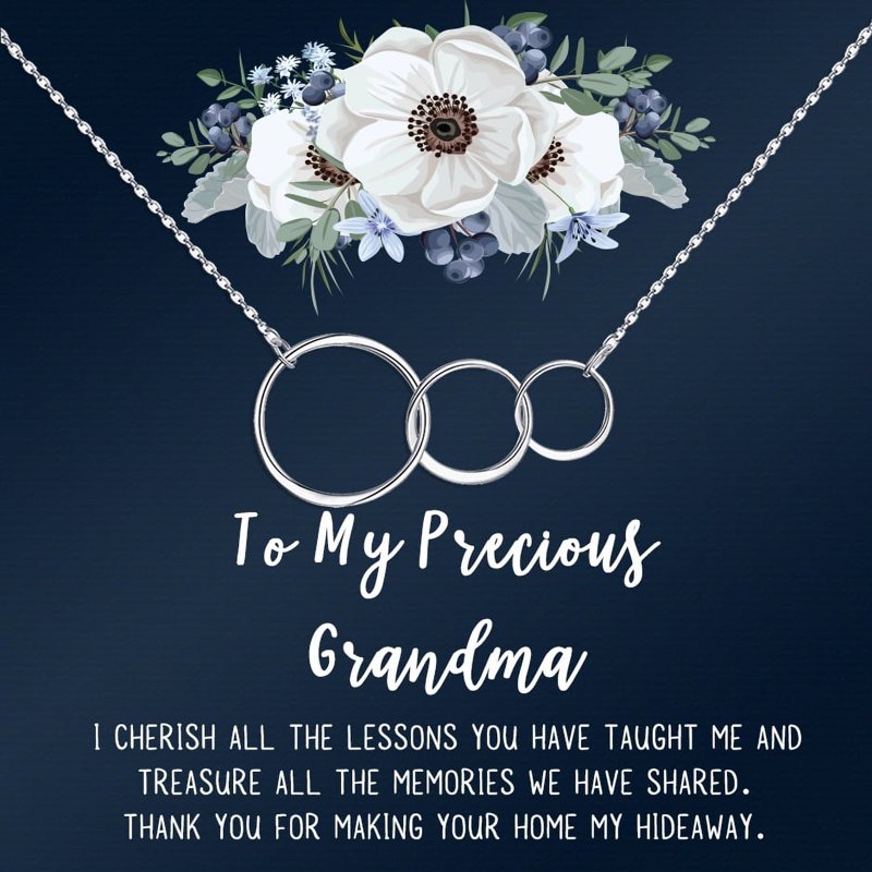 Mother's Day Necklace for Grandma Silver Infinity Rings Gift Jewelry