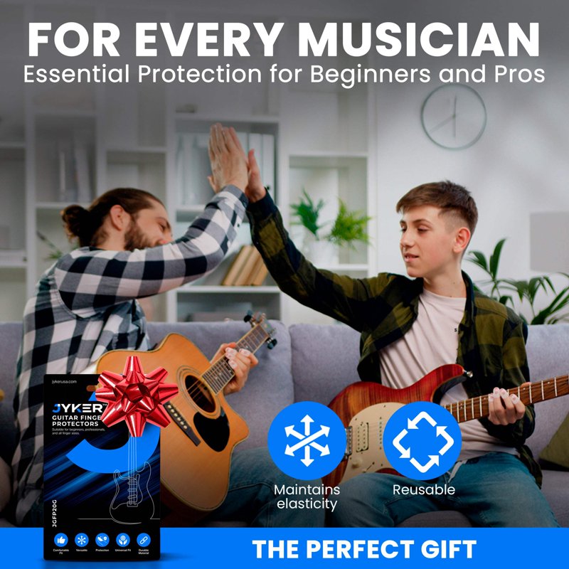Silicone Guitar Finger Protectors Set - 5 Sizes Finger Tips Guards for String Instruments