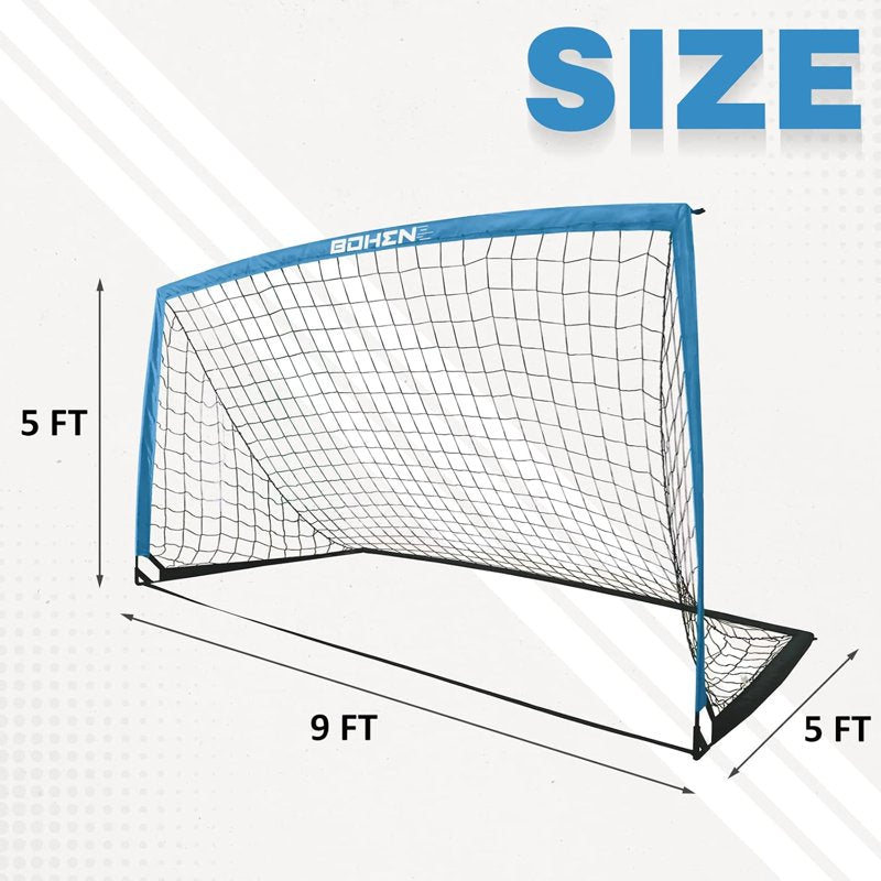 BOHEN 9x5ft Portable Soccer Goal with Carry Bag - Easy Fold, Blue, 1 Pack