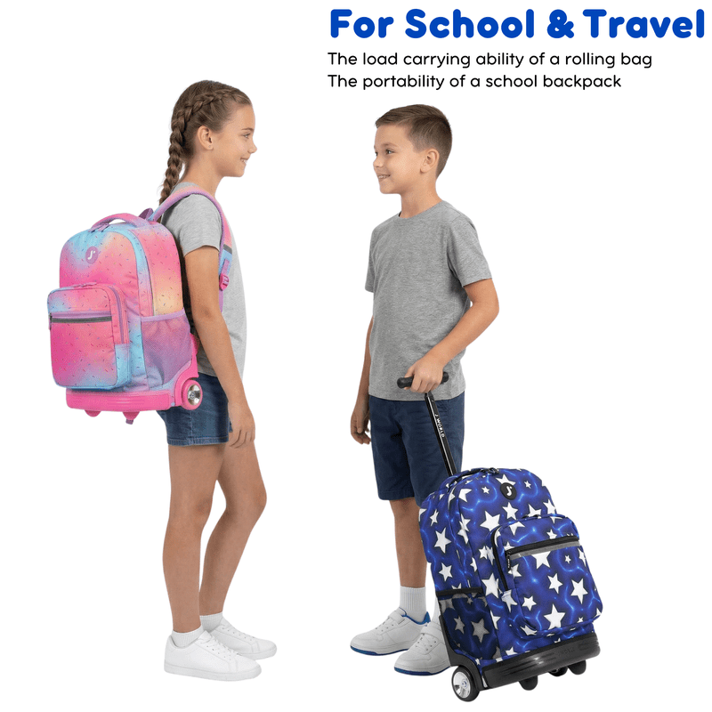 Unisex 18-Inch Rolling Backpack for School and Travel - Liteboard