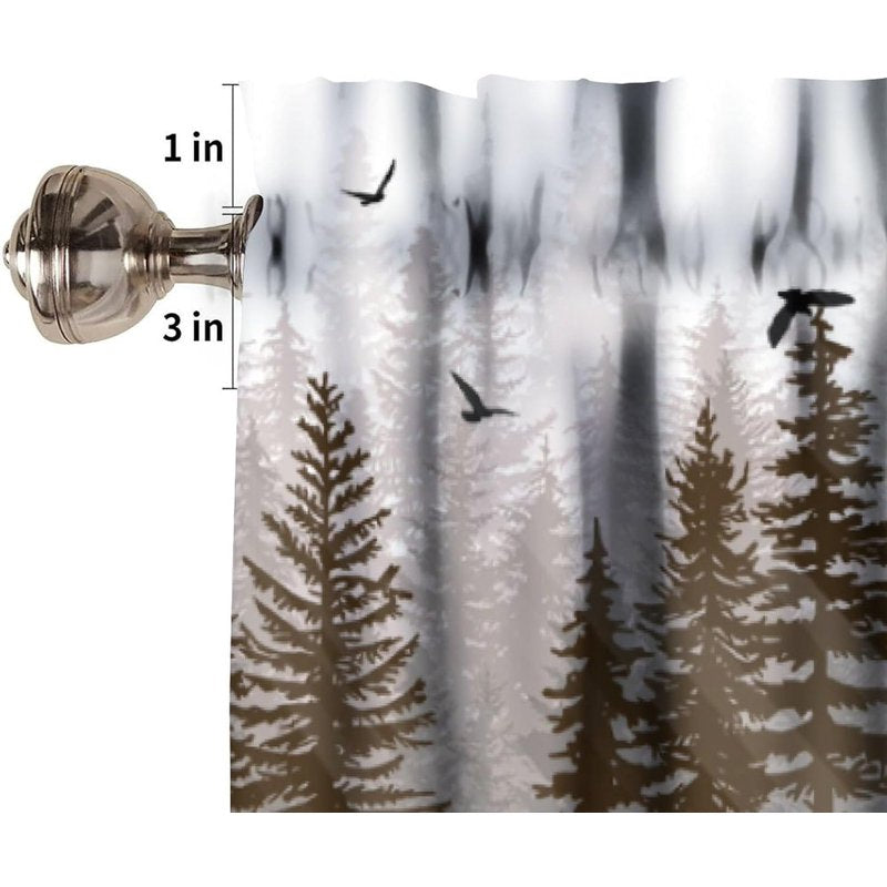 Rustic Farmhouse Pine Tree Valance Curtain - Blackout Short Window Drape for Kitchen & Living Room 54x18in