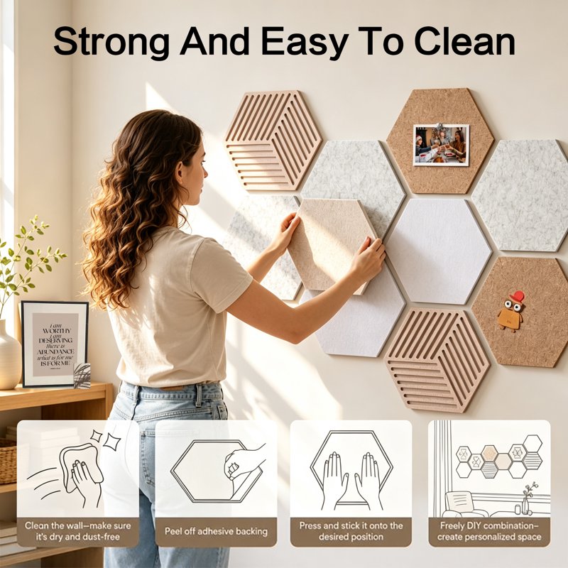 Self-Adhesive Hexagon Cork Tiles Wall Bulletin Board Kit - 10 Pack