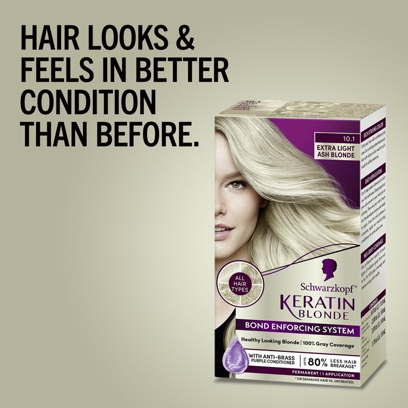 Permanent Hair Color Kit with Keratin & Bond Enforcing System - 10.1 Extra Light Ash Blonde