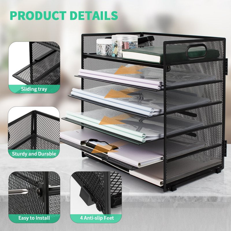6-Tier Mesh Desk Organizer with Handles for Office & Home Storage