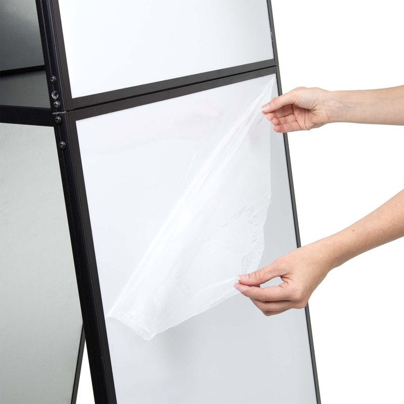 Mobile Double-Sided Magnetic Whiteboard on Wheels - 74 Inch Tall Portable Dry Erase Board with Storage Shelves