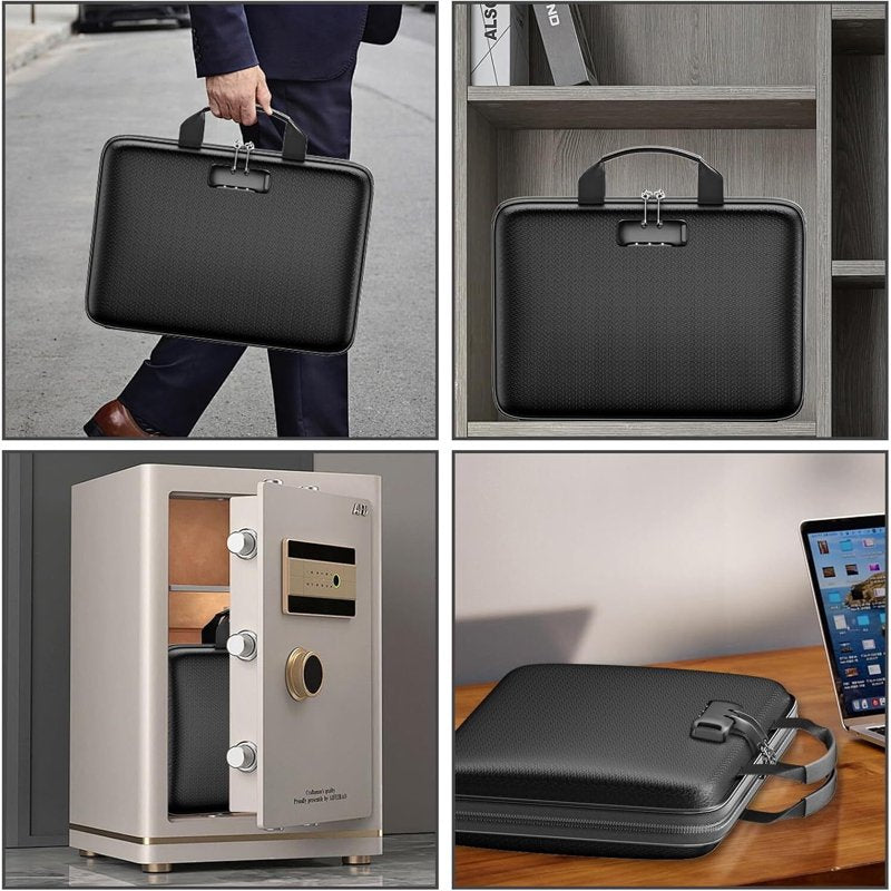 Fireproof Document Box with Lock & Accordion File Organizer - Portable Safe Storage