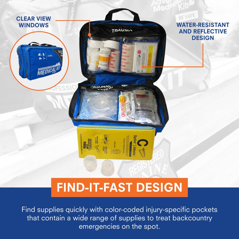 Professional Medical Emergency Kit with CPR Mask, Splint, Wound Care & Vital Monitoring