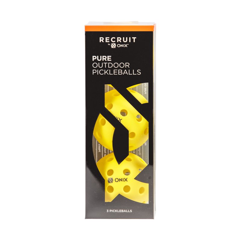 (2 Pack) Pickleball Pure Outdoor Balls – ONIX Recruit 3-Pack, Yellow 2.5 lb