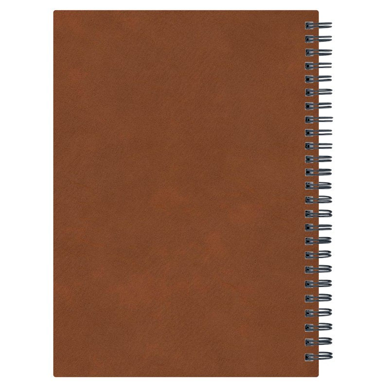 Tan Faux Leather Notebook 5.75x8.5 with Wire Binding, Travel-Friendly Journal
