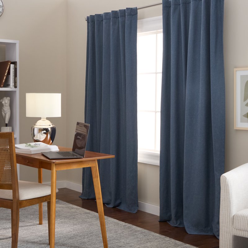 Blackout Linen Texture Indoor Curtains Set - Energy Efficient, Rod Pocket & Back Tab Options