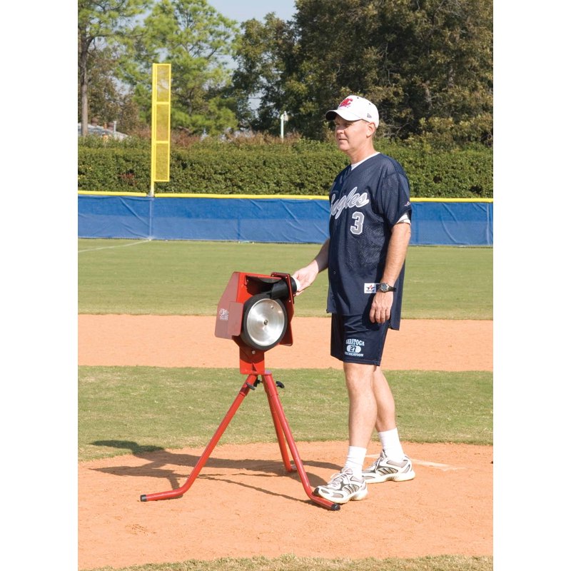 Baseball Softball Pitching Machine - Single Wheel, Adjustable Speed 30-60 MPH