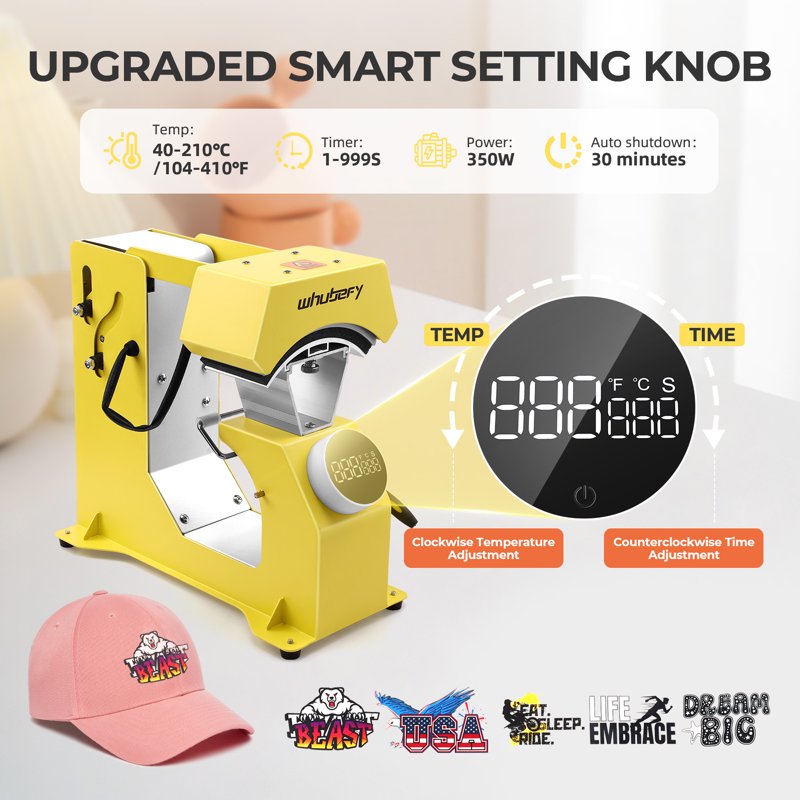 3-in-1 Hat Heat Press Machine with Adjustable Platens - Auto Cap Transfer