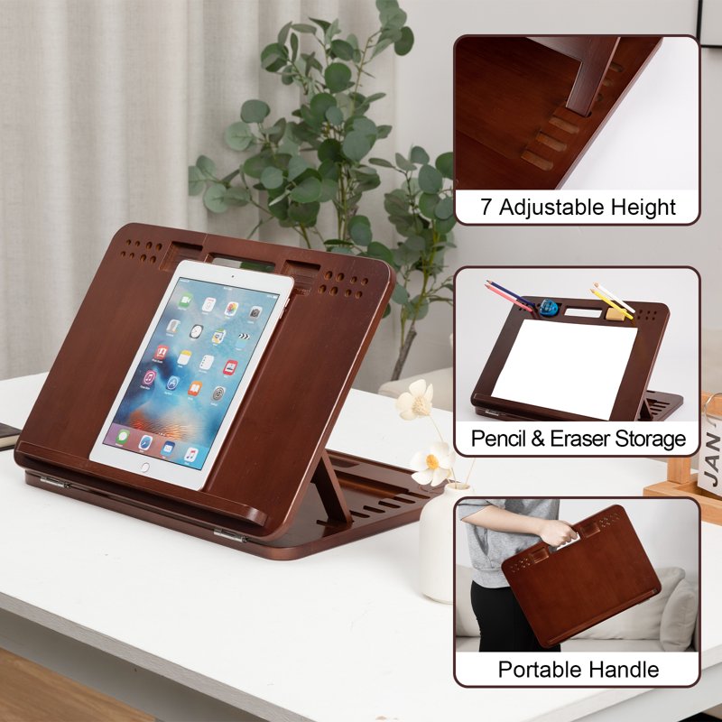 Adjustable Bamboo Tabletop Easel with Handle and Multi-Position Angles - 16x12 Inch