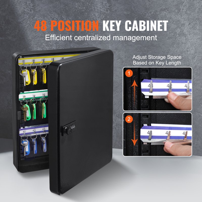 48-Key Cabinet Safe with Combination Lock and Adjustable Racks