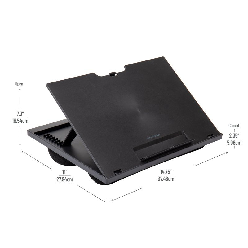 Mind Reader Adjustable 8-Position Lap Desk with Cushions & Monitor Holder, Black
