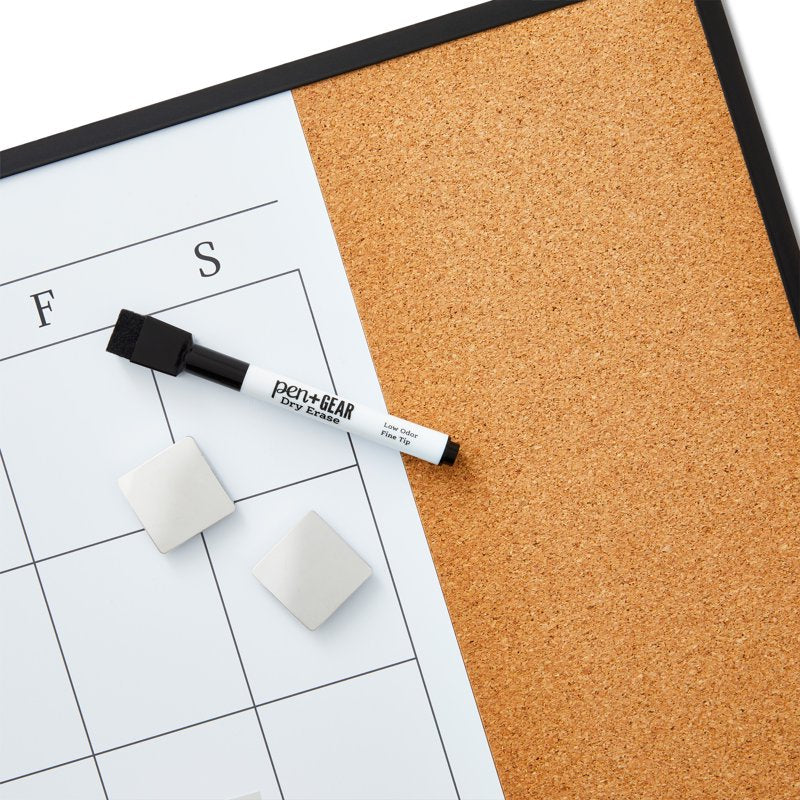 Whiteboard Calendar with Cork Memo Board 17 x 23 Inches Office Organizer