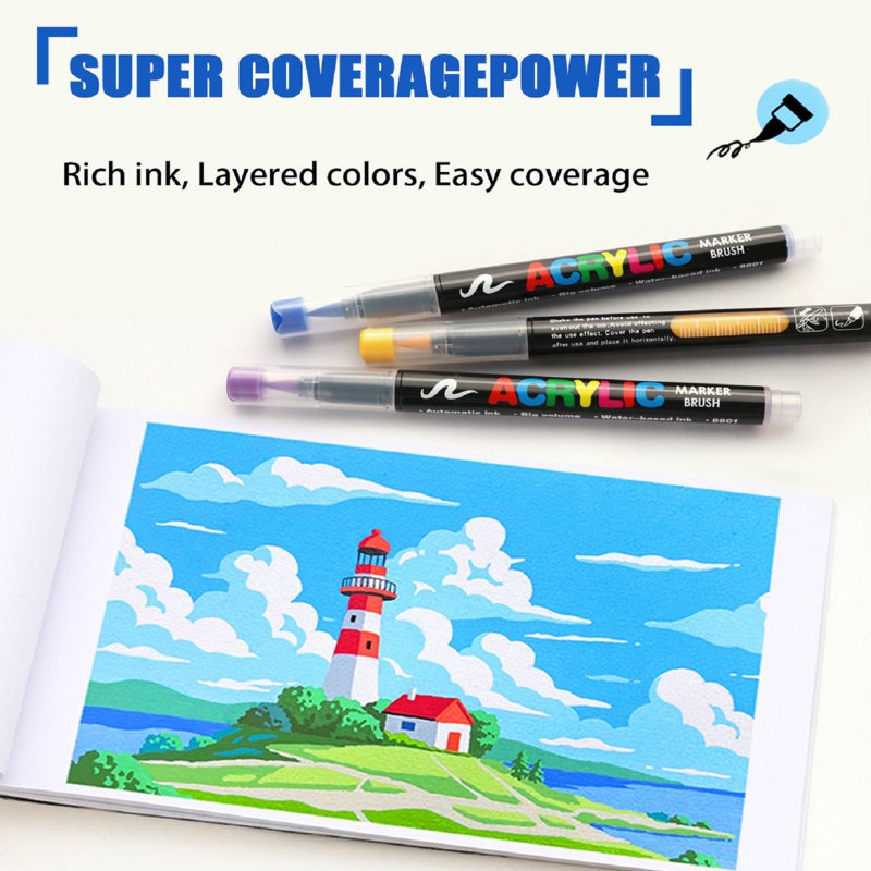 24 Colors Waterproof Acrylic Paint Markers for Rocks Wood Glass Crafts
